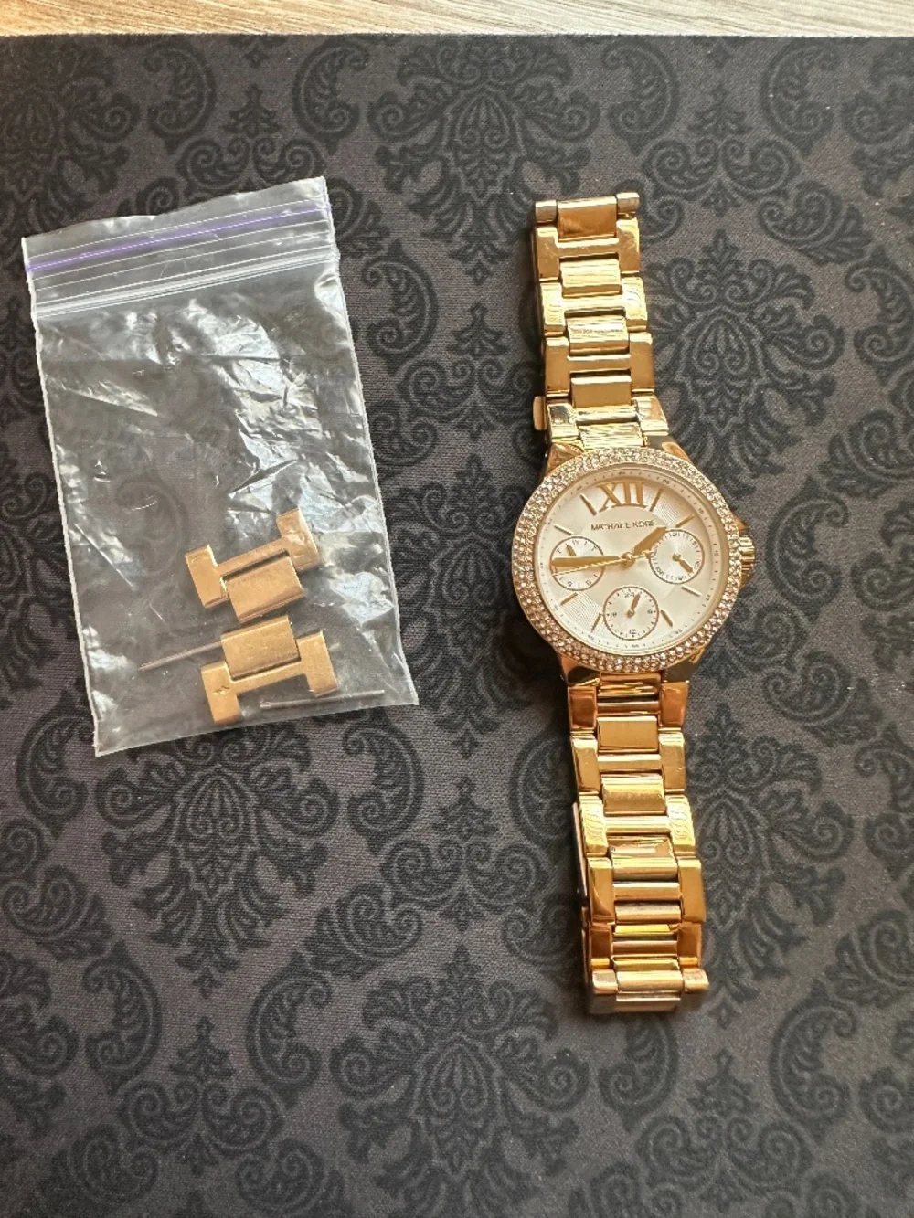 Michael Kors Mini Camille MK6844 Gold Crystal Pavé Watch 33mm